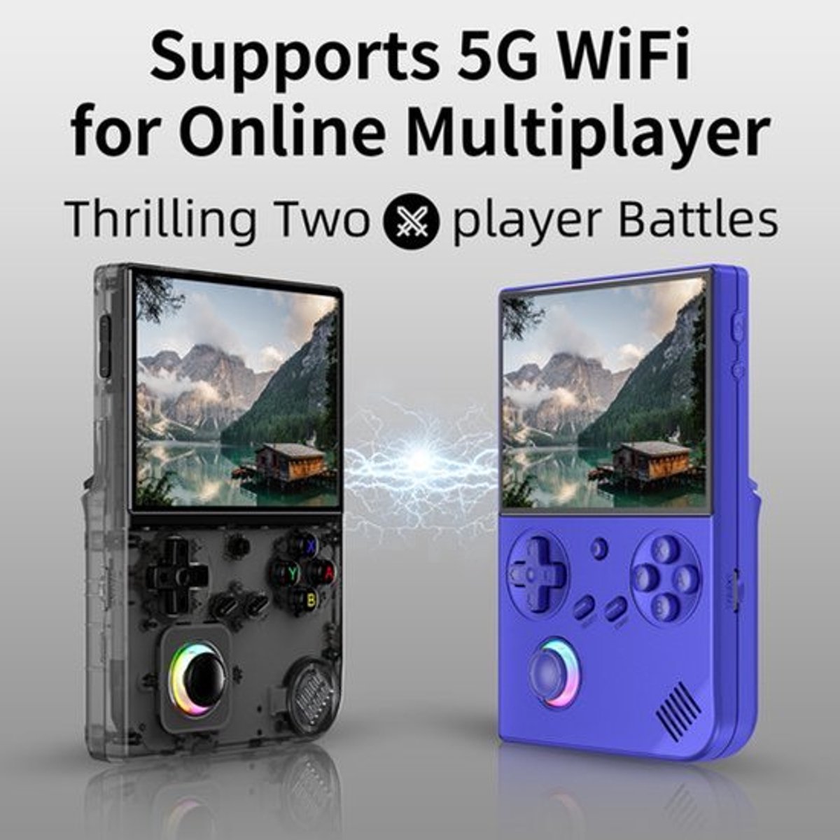 Draagbare Retro Game Console Indigo Blue - 64GB Opslag - 4.0 Inch IPS Scherm - Linux Systeem - RGB Verlichting - Handheld Spelcomputer