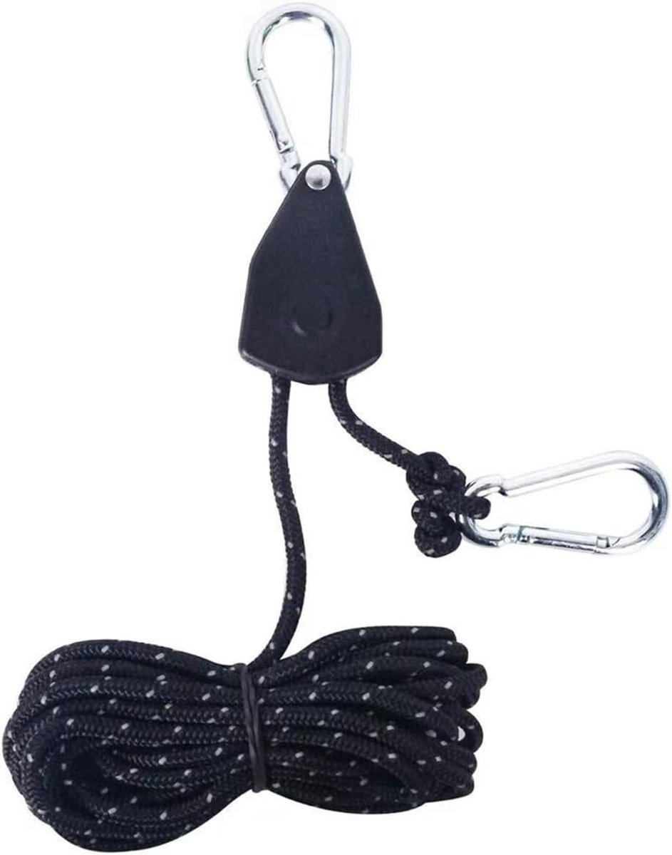 Reflecterende Windtouw met Katrol, 4 meter, Snel Verstelbare Kledinglijn, Stevig en Duurzaam Touw voor Kamperen, Kleding Drogen, Picknicks en Thuisgebruik