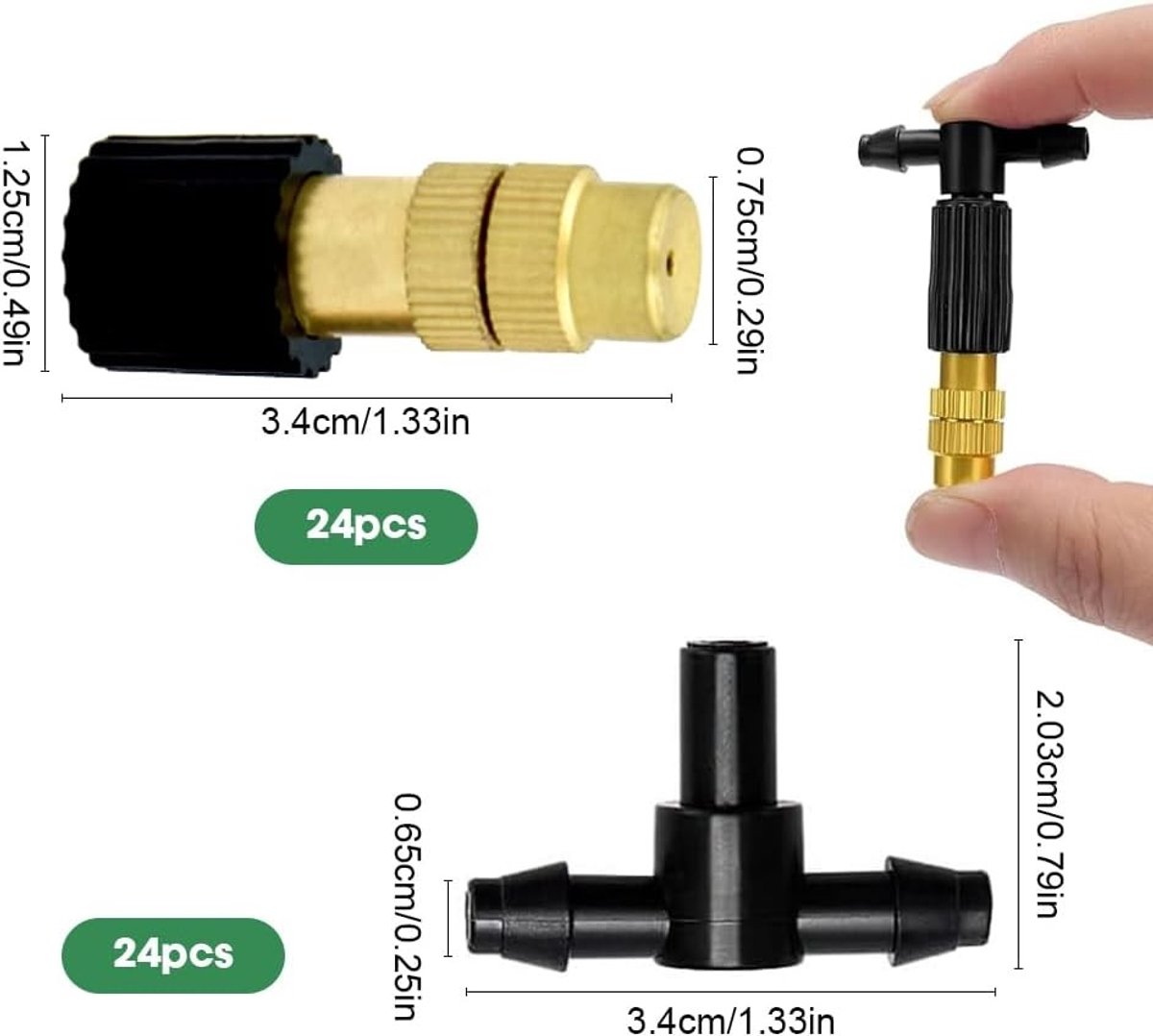 Verstelbare koper bewateringsnozzle - 24 stuks voor tuin, terras en grasbewatering met nevelsprayfunctie