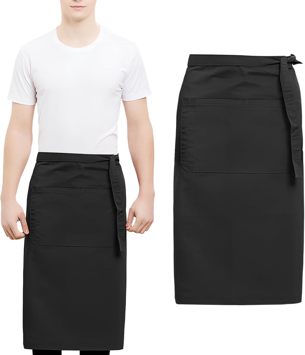 Kookschort voor Mannen en Vrouwen 70 x 73 cm Verstelbaar Halfschort met Zak voor Restaurant en Café