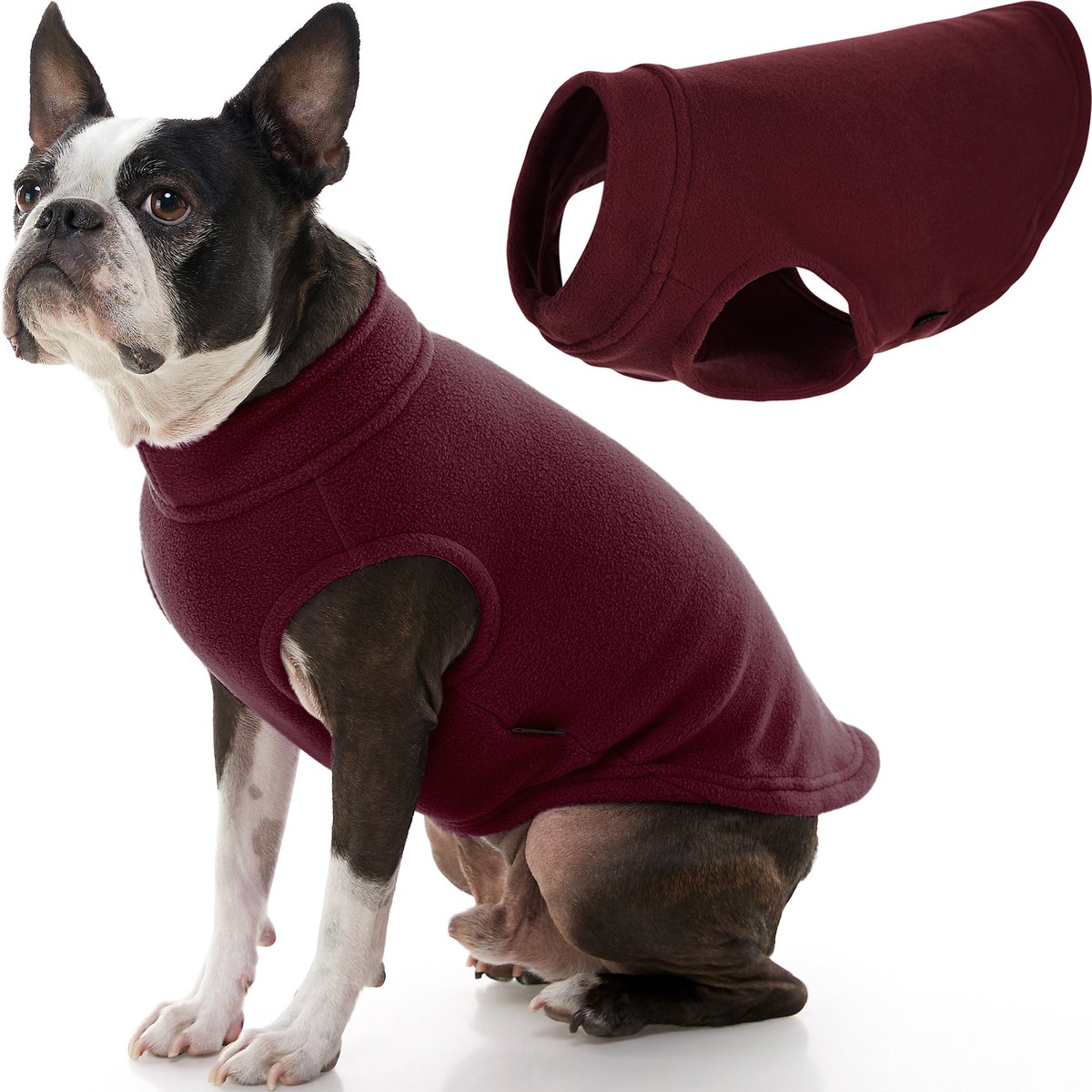 Gooby Stretch Fleece Vest Hondenjas - Warme hondentrui voor kleine honden - Bordeaux - Large