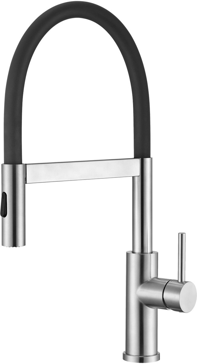 CECIPA max Magnetische keukenkraan - 360° flexibele keukenkraan - Keukenmengkraan met 2 soorten sproeikoppen - Keukenkraan Geborsteld Zilver+Zwart
