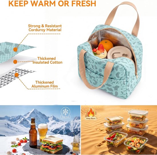 Geïsoleerde lunchtas - Handtas - Kleine geïsoleerde tas - 20*23 cm - Waterdicht en lekvrij - Afneembare schouderriem - Lichtgewicht en draagbaar - Stevig en duurzaam - Geschikt voor werk, school, picknicks en reizen - Blauw — afbeelding 2