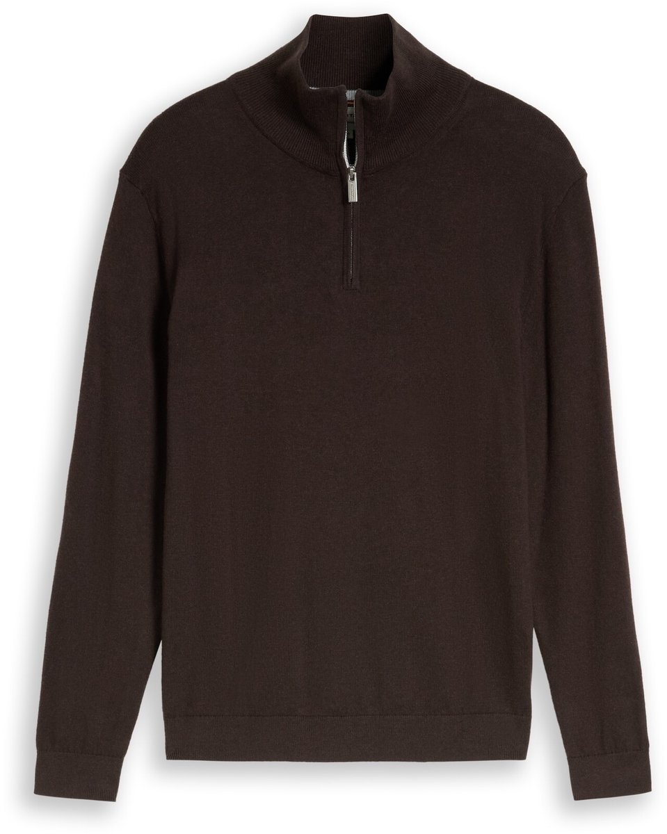 Tom Tailor - Troyer-trui met kasjmier - Maat XXL - dark chocolate brown melange