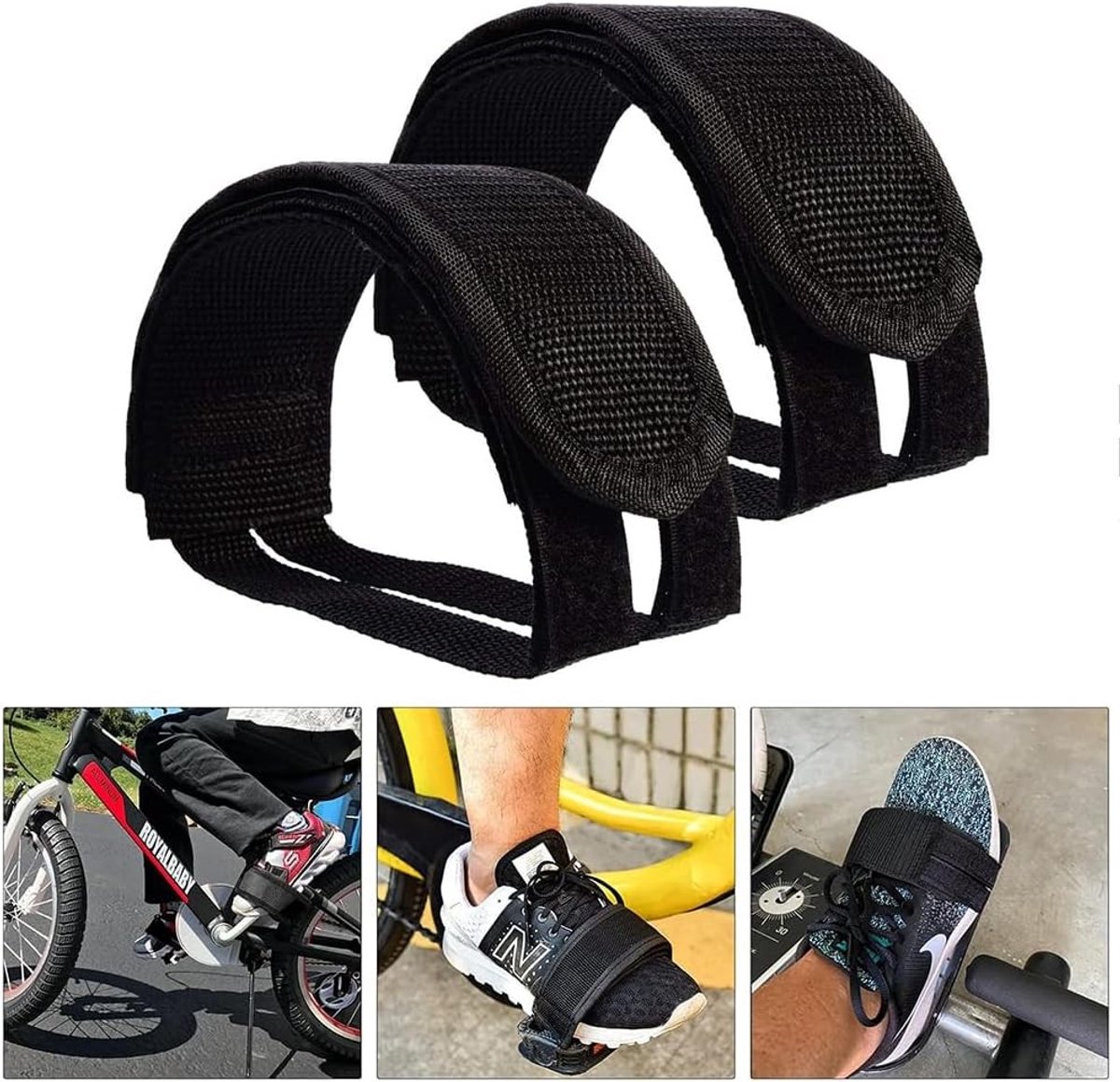 Fiets Pedalen met Straps en Nylon Voetblokken voor Oefenfietsen en Vaste Versnellingen - 1 Paar Pedalensets