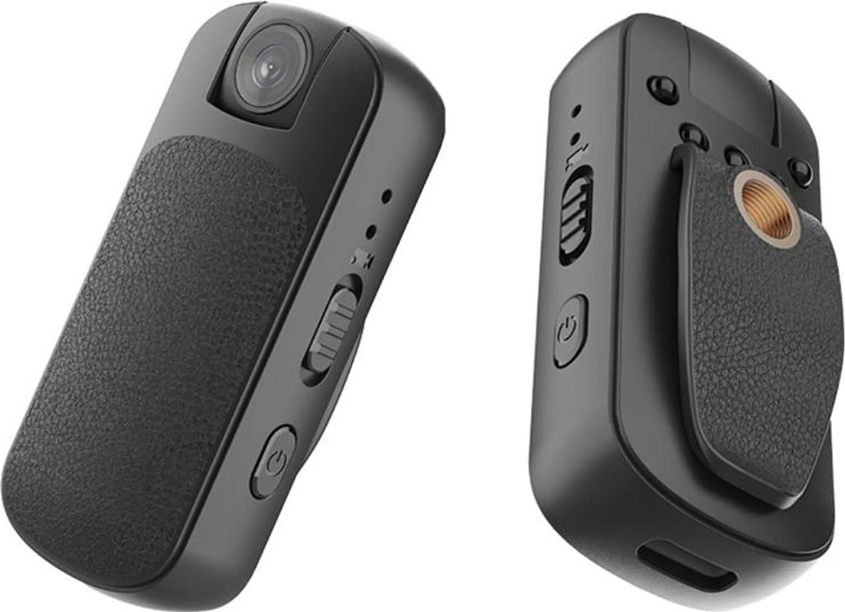 Mini-camcorder met 1080p-resolutie, nachtzicht, draaibare lens, magnetische connector, USB-poort, TF-kaartsleuf en opnamefunctie. Draagbaar en geschikt voor vergaderingen, vlogs, sportevenementen en andere situaties.