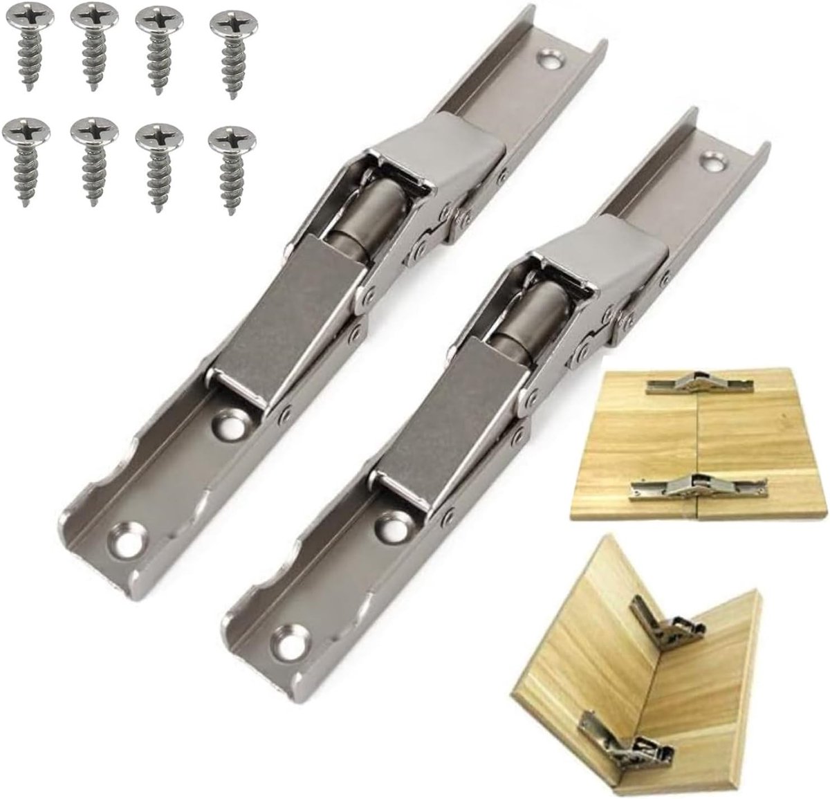 Vouwscharnieren voor Meubels, 90/180° Hoekhouder, 2 Stuks met Schroeven voor Kastdeuren en Planken