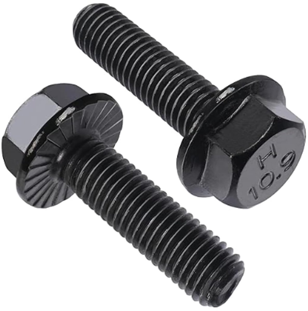 10 Stuks Zeskantkop Schroeven met Flens, 10.9 Zwarte Legering, M10*60, Voor Bevestiging en Constructie