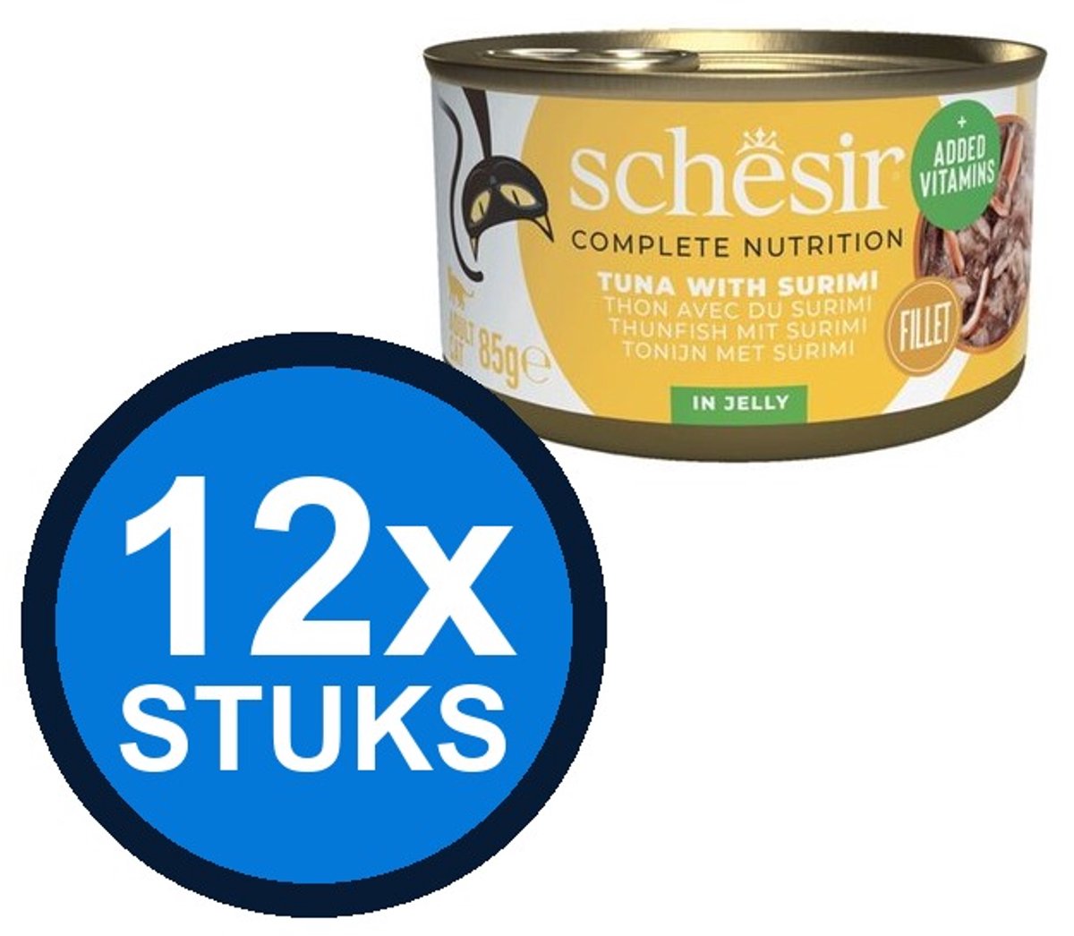12x Schesir - Tonijn & Surimi in Gelei - Kattenvoer Natvoer - 85g