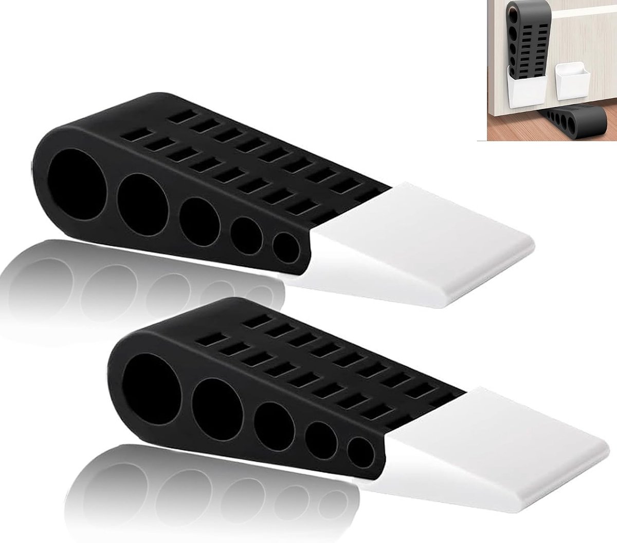 Set van 2 deurstoppers van rubber, antislip deurwiggen, ideaal voor deuren, ramen en meubels, met dubbele grip voor extra stabiliteit