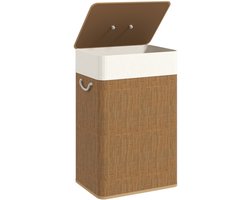 HOMCOM Laundry Hamper Bamboe 40L x 30B x 60H cm Bruin
