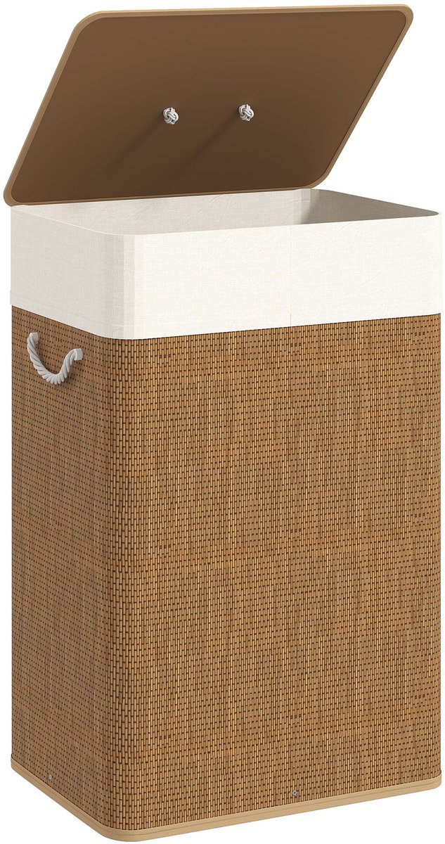 HOMCOM Laundry Hamper Bamboe 40L x 30B x 60H cm Bruin