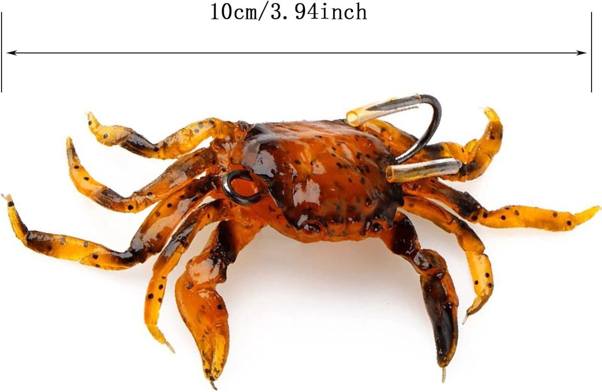 Realistische Krab Aas met Scherpe Haken - 3D Simulatie Krab Lure voor Zoet en Zout Water, Perfect voor Visserij en Vangsten