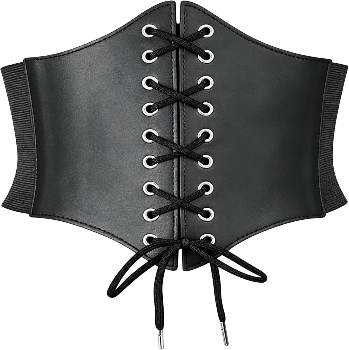 Elegante Zwarte Korset Tailleband van Elastisch Kant voor Vrouwen - Brede Retro Kostuumriem voor Halloween en Feestjes (83cm)