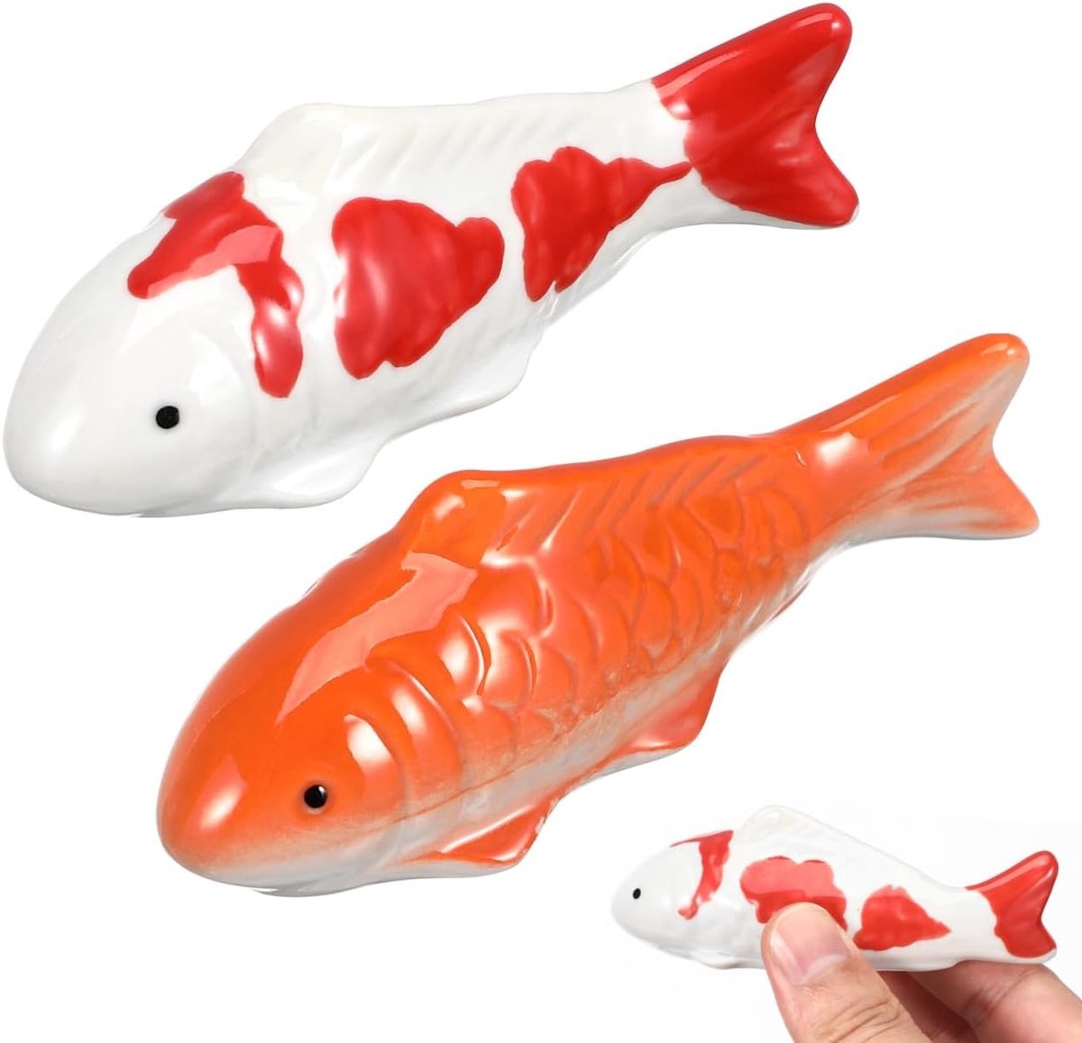 Handgeschilderde keramische vissenfiguren, set van 2, voor aquariumdecoratie en zen tuinornamenten, stijlvolle tafelsculpturen voor thuisdecoratie