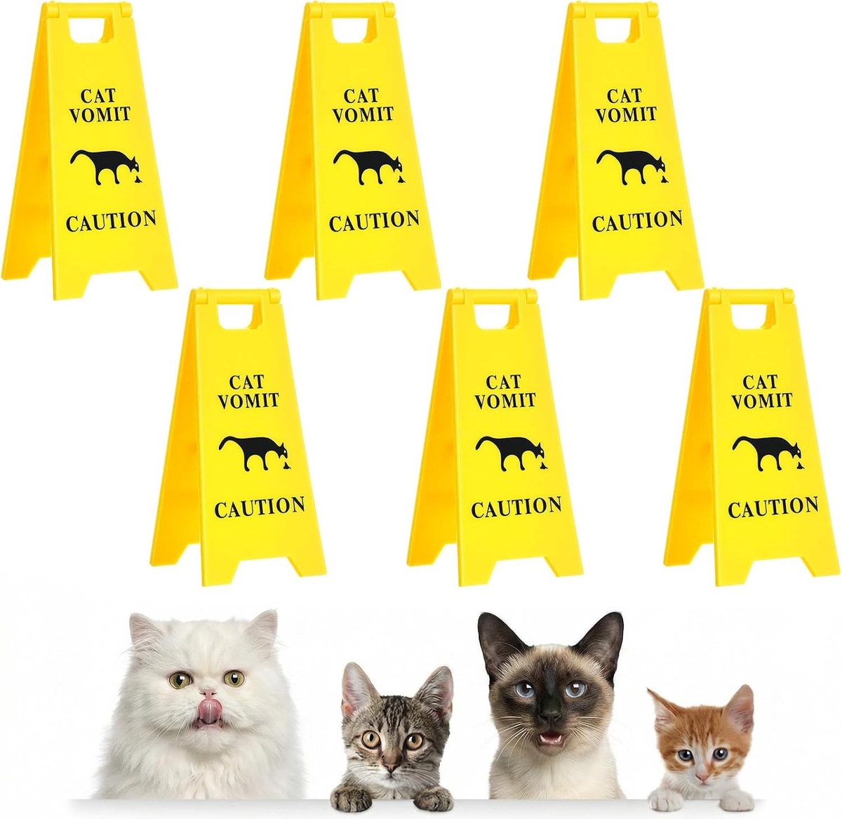 Grappige Decoratieve Waarschuwingsborden voor Katten - Dubbelzijdige 'Vomit Caution' Borden, Perfect Cadeau voor Dierenliefhebbers en Kattenbezitters