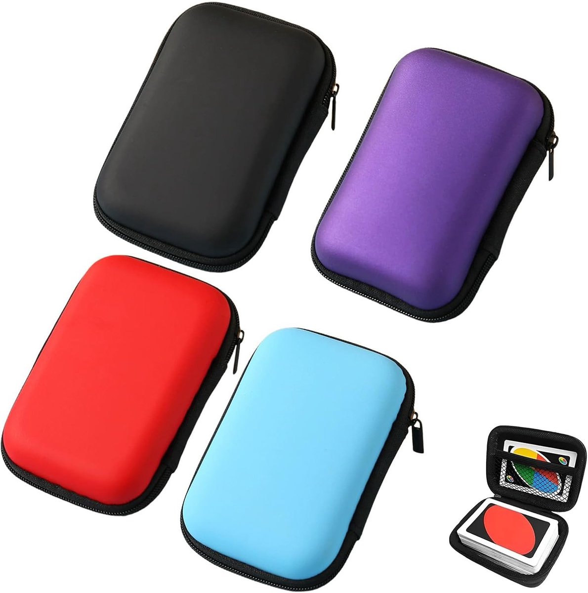 Set van 4 Speelkaarten Doos, Waterdichte Kaartentas, Uitbreidbare Opbergdoos voor Kaartspellen en Accessoires