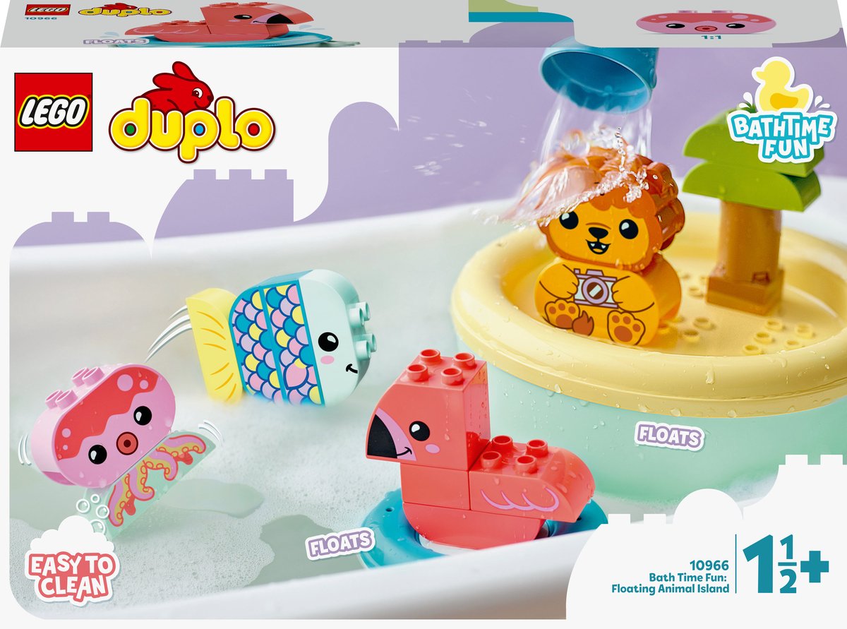 Bol.com LEGO® DUPLO® Mijn eerste pret in bad: drijvend diereneiland 10966 bouwspeelgoed voor baby's en peuters; eenvoudig te rei... aanbieding
