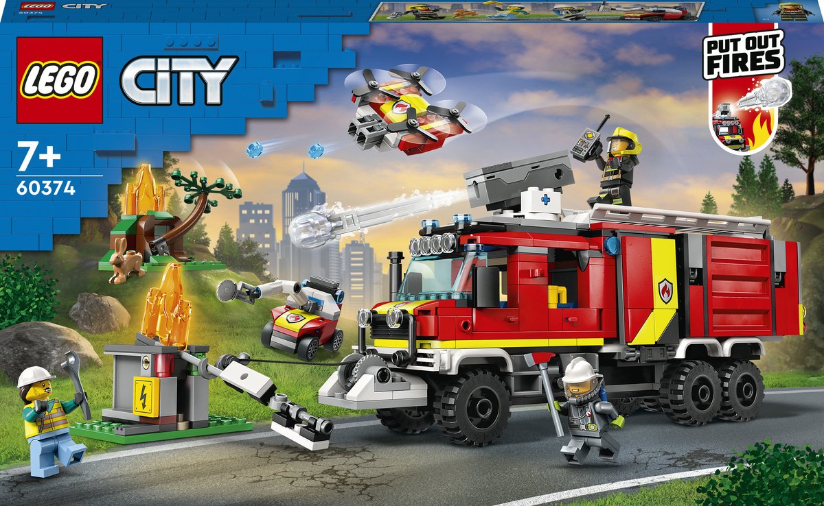 Bol.com LEGO 60374 City Brandweerwagen Speelgoed met Drones en Brandweerfiguren aanbieding