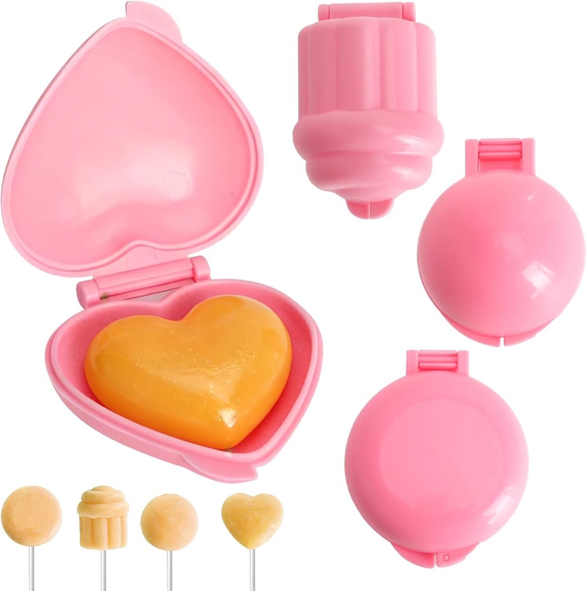 Set van 4 Cake Pop Mallen met Hart, Rond en Schijfvorm - Perfect voor Thuis Bakken, Verjaardagsfeesten en Bruiloft Desserts