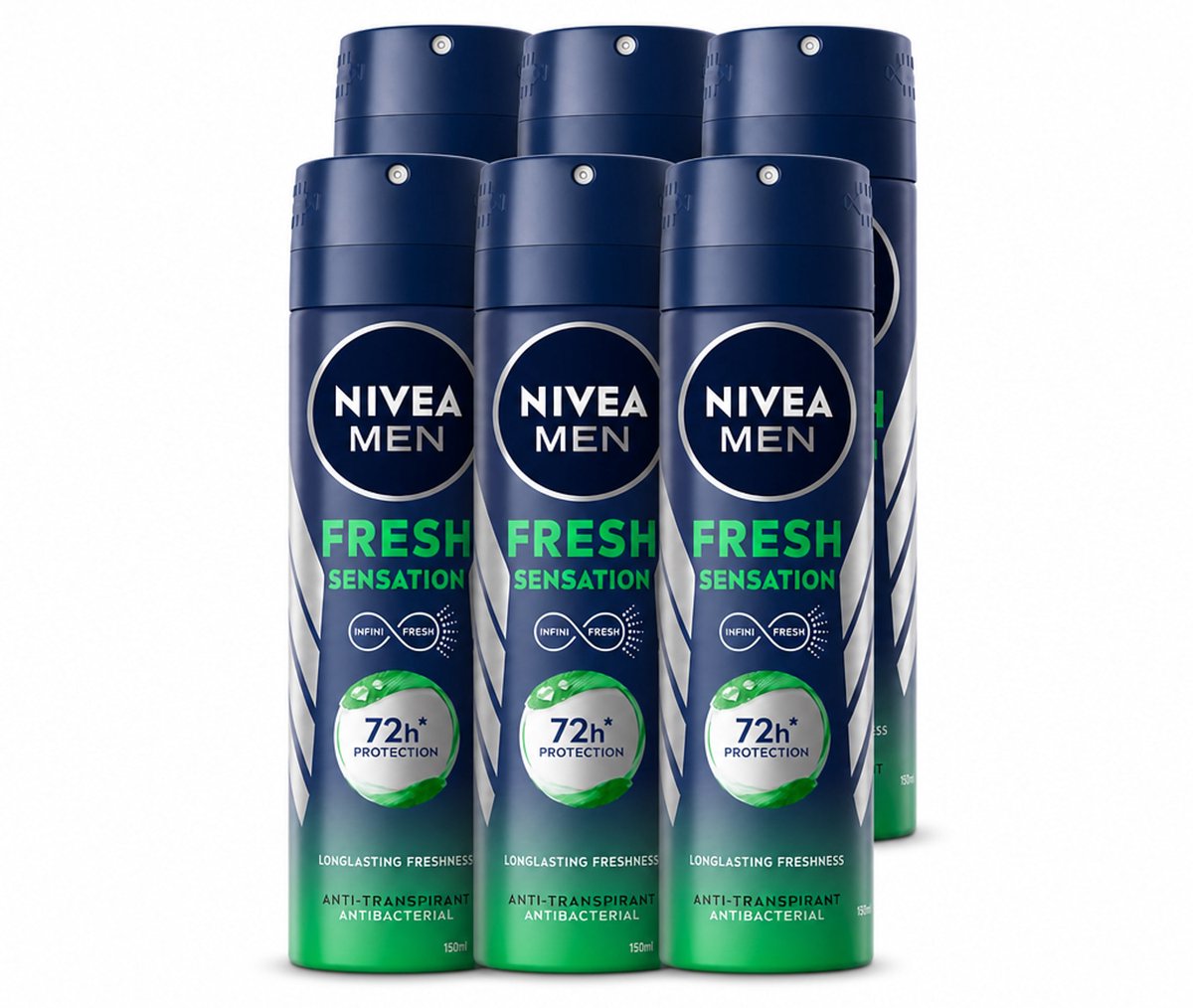 6 x NIVEA MEN - Deodorant Spray - Fresh Sensation - 150 ml - Voordeelverpakking - 6 stuks