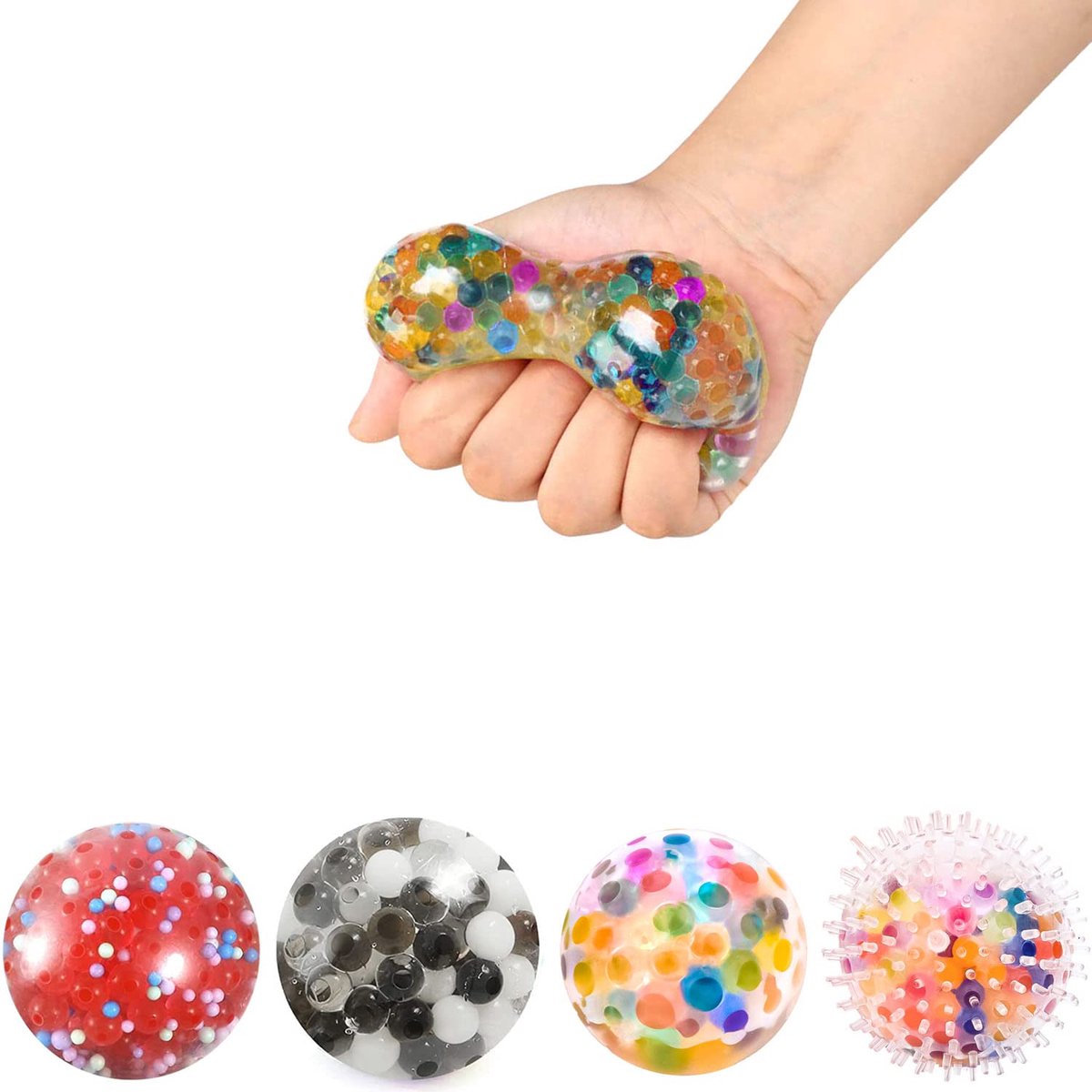Stressbal voor Volwassenen - Set van 4 - Handoefenbal & Handtherapiebal voor Ontspanning, Angst, Fidget, Spanning en Stressvermindering