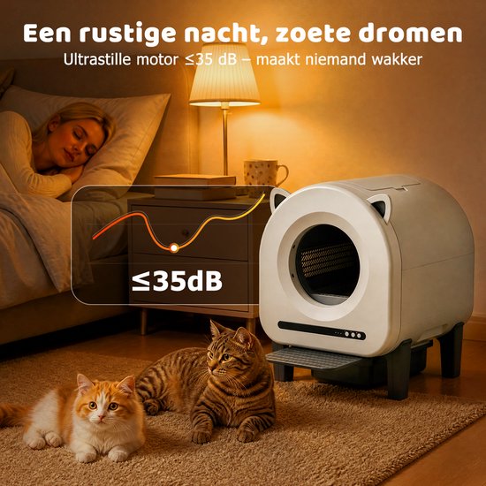Automatische Kattenbak XXL - Zelfreinigend Electrische Kattenbak - Bedienen via App - 90L + 11L - Incl stekkeradapter en 3 rollen Kattenbakzakken - Slimme Waarschuwing - Gezondheidsbewaking - Incl. Kattenbakmat