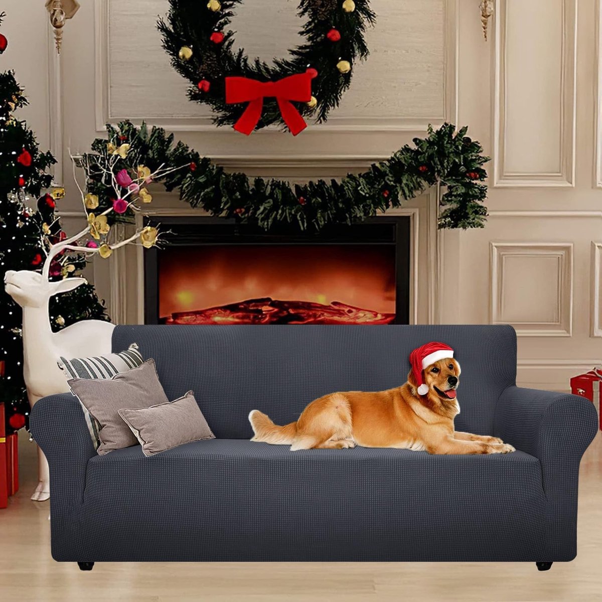 Fauteuilhoes - Donkergrijs - 81-120 cm - Stretch Polyester Spandex - Universele Bescherming Voor 1-Zits Fauteuil