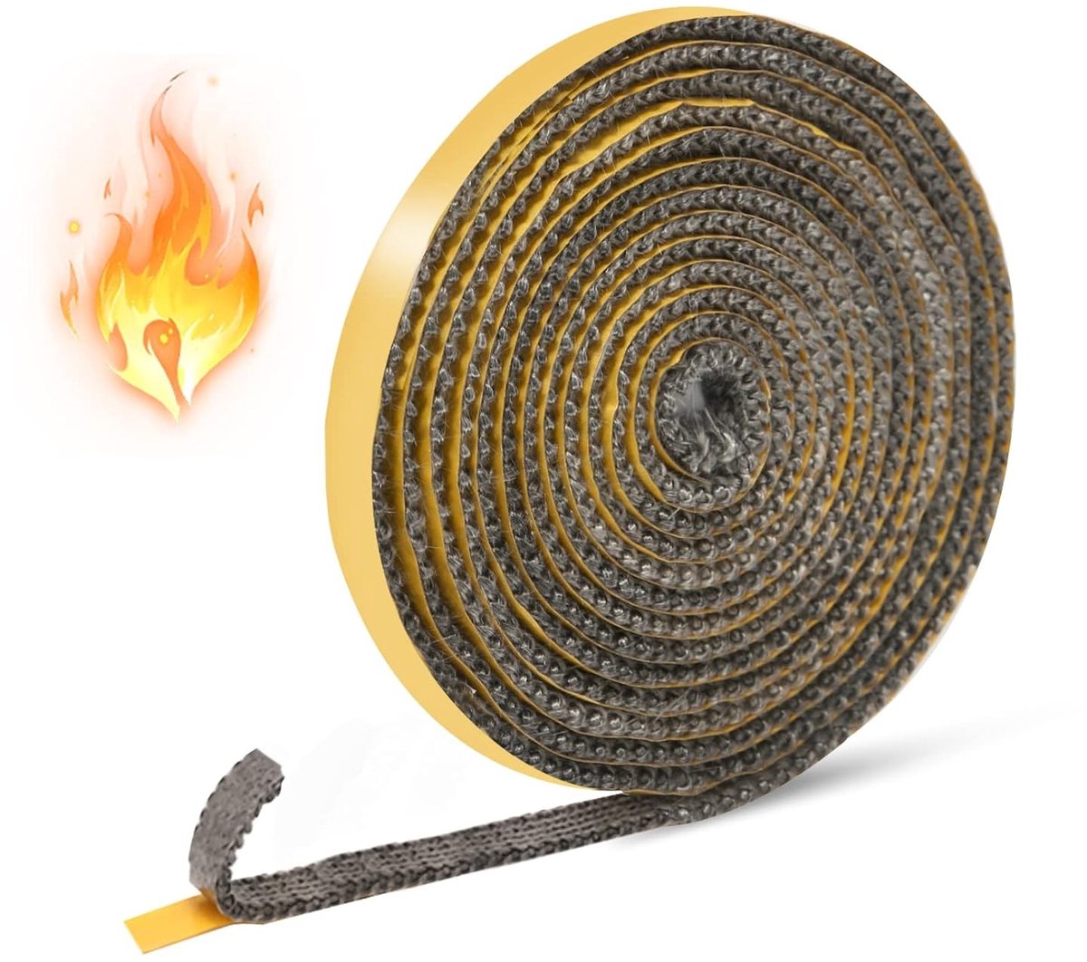 Zelfklevende Sealing Tape voor Haarden en Kachels - Hittebestendig tot 1022 °F, 10 mm x 3 mm, Ideaal voor Glasvezels en Anti-Collisie Toepassingen