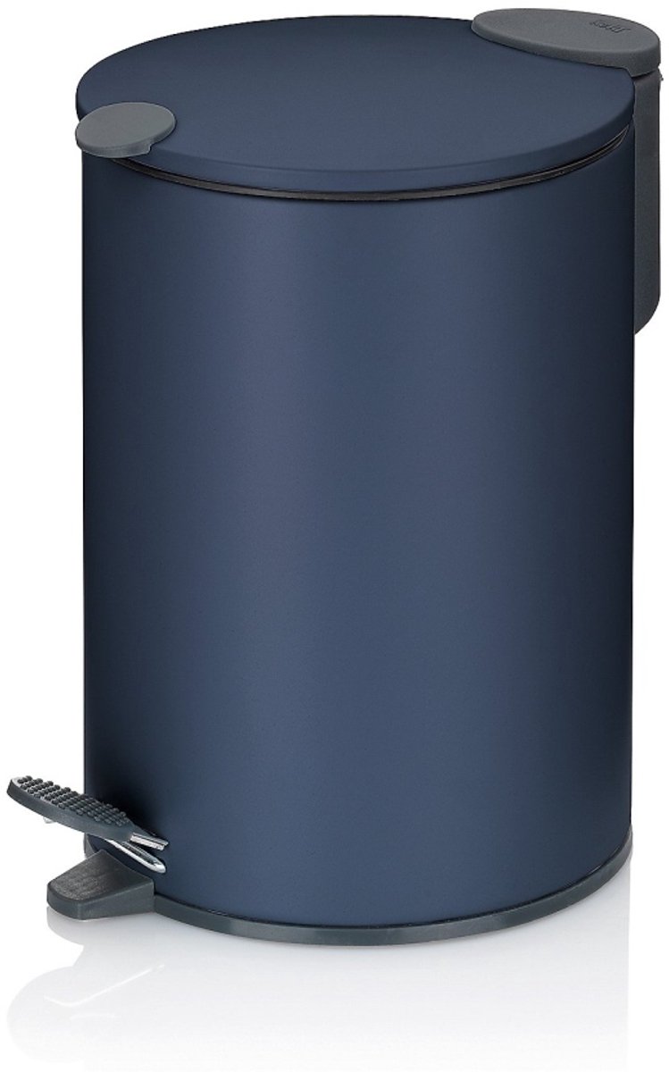 Mats metalen cosmetica-afvalbak met stille sluiting, 3 l, donkerblauw