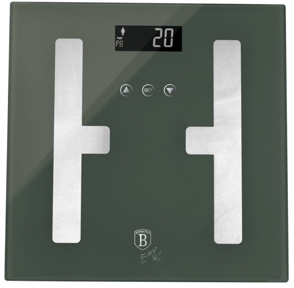 Persoonsweegschaal met meting van vet, spiermassa en vochtgehalte, maximaal 180 kg, Matte Green Collection