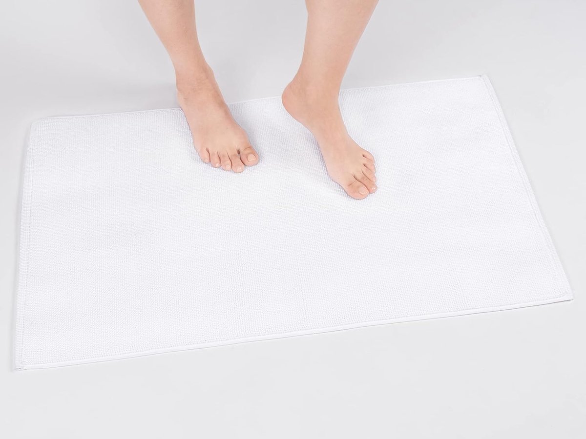 Badmat - 51 x 86 cm - 100% katoen - Antislip - Machinewasbaar - Wit