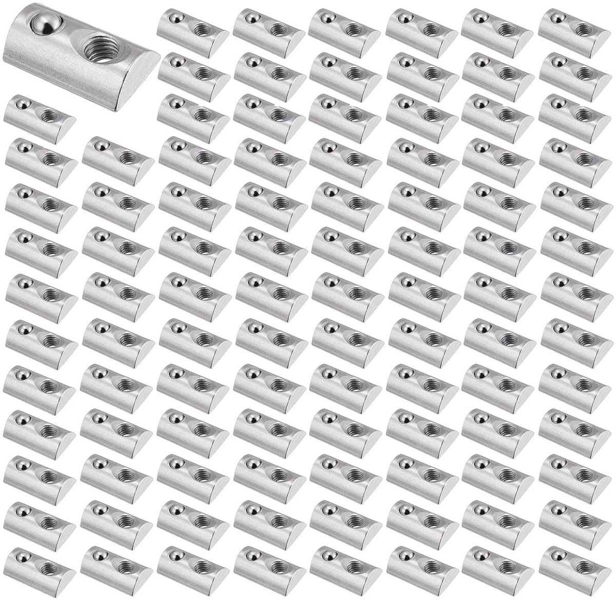 100 Stuks T-Groove Stones Set met Centrering Spring Ball voor 8 mm Aluminium Profielen en Groeven