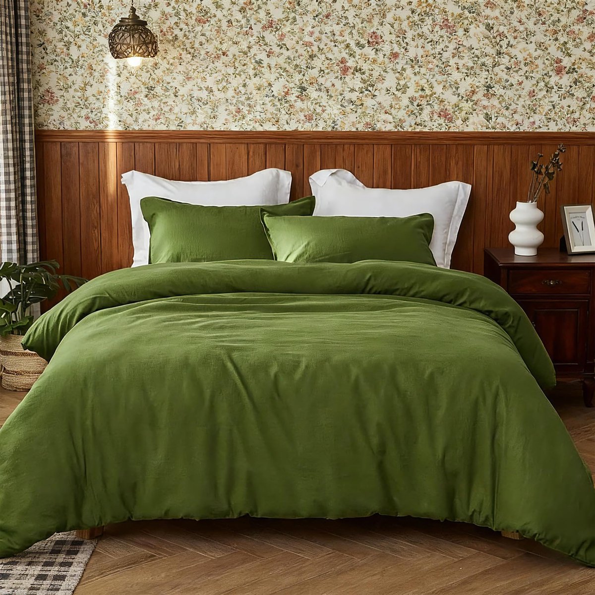 Simple&Opulence Super King dekbedovertrek met 2 kussenslopen, Zacht katoenen linnen dekbedovertrek, Hypoallergeen en - ShopVlot