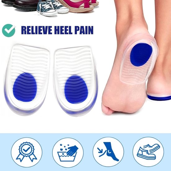 Orthopedische gelhielkussentjes voor pijnverlichting, voetverzorging en comfort in schoenen, geschikt voor hakken, laarzen en gymschoenen, uniseks. — afbeelding 3
