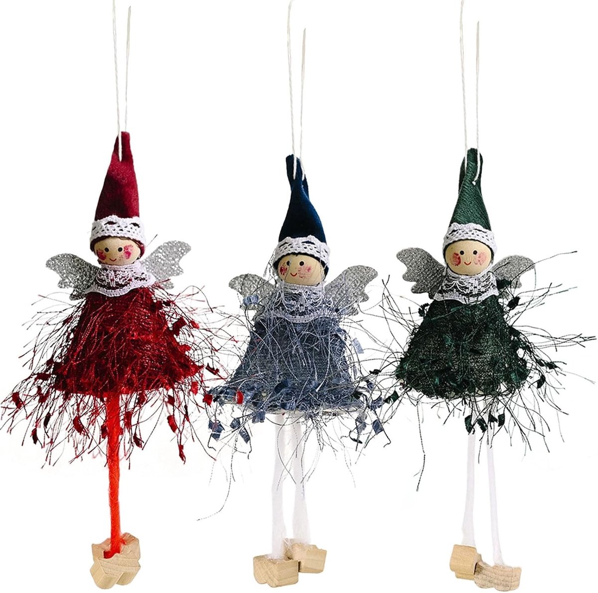 Engel Hanger Kerst Ornamenten, Handgemaakte Decoraties voor de Kerstboom, Sfeervolle Versieringen voor het Huis, Feestelijke Cadeaus en Raamdecoraties (Rood)