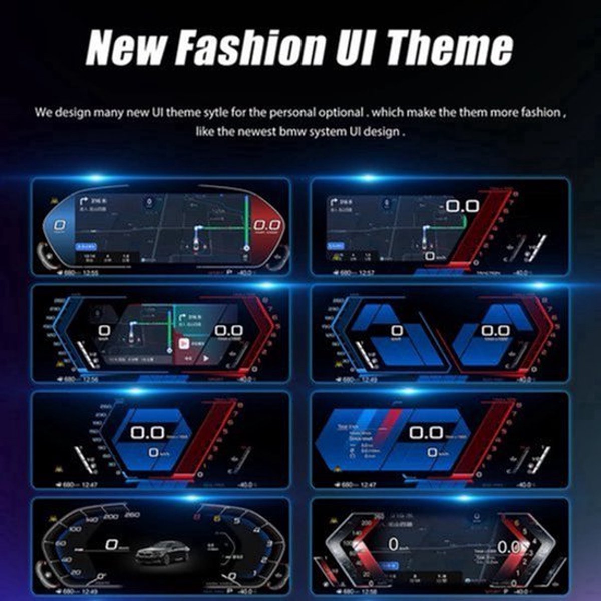12,3 Inch Digitaal Dashboard – Virtueel Cockpit Scherm – LCD Display – Instrumentenpaneel – Snelheidsmeter – Met Carplay Ondersteuning – Hoge Resolutie 1920x720 Pixels