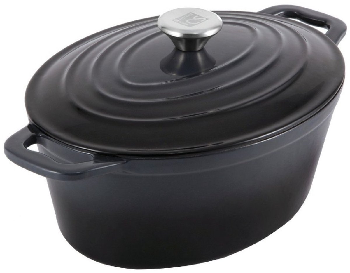 Gietijzeren braadpan met deksel Xanten 36 x 22 cm, zwart