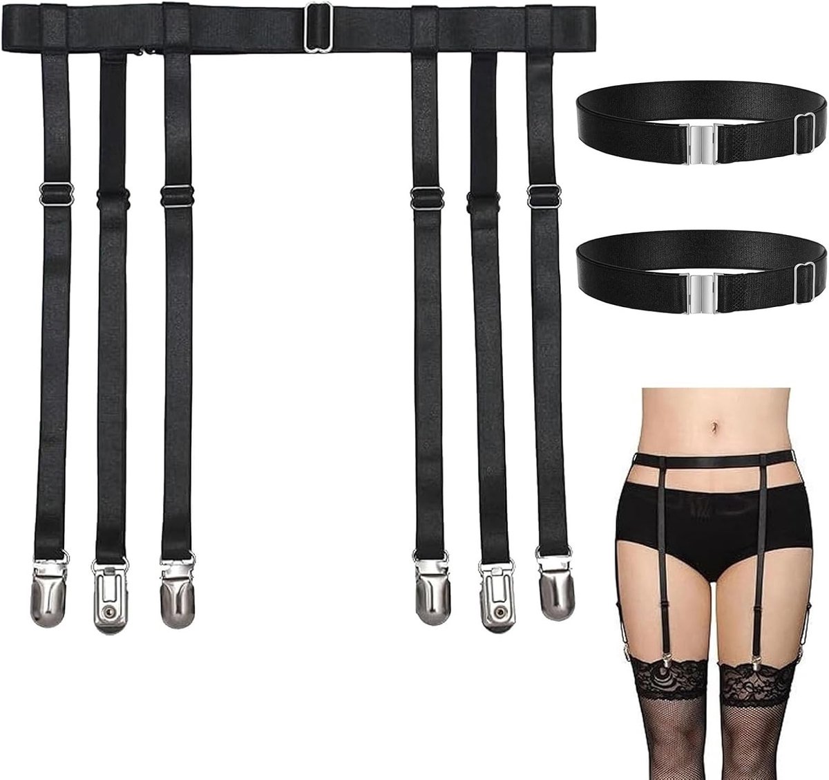 Dames Suspender Belt Set van 3 Stuks - Verstelbare Garters voor Kousen en Panty's, Ideaal Lingerie Accessoire voor een Verleidelijke Look