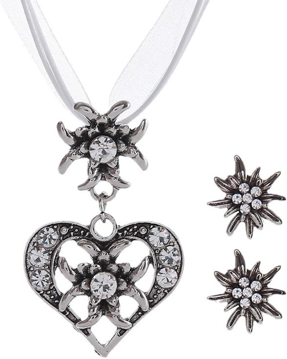 Drie-delige kostuumjuwelen set voor dames met beer thema, festivalaccessoires en ketting