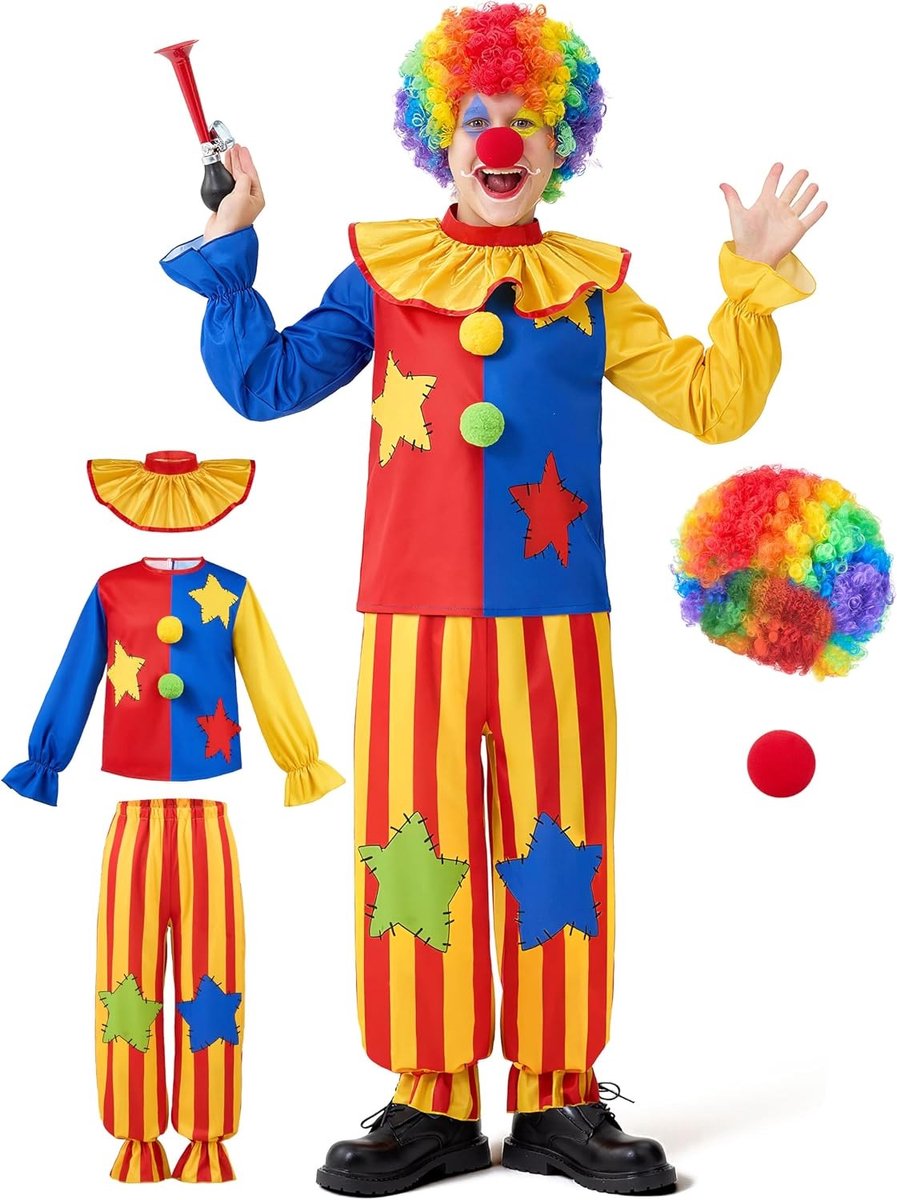 Halloween Unisex Kinder Kostuum met Regenboog Circus Thema voor Feesten en Carnavalsactiviteiten
