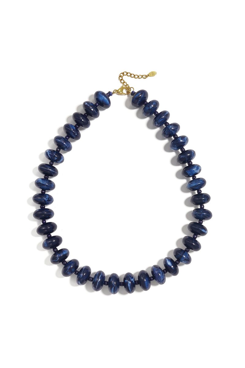 Mira - Kralen Ketting - Acryl & Stainless Steel - - Blauw