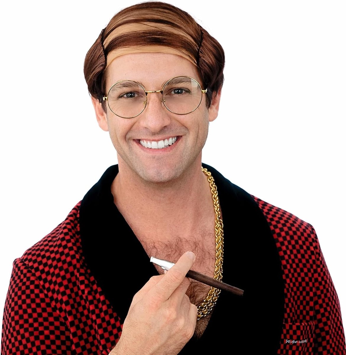 Grappig kostuum voor kaal hoofd met realistische pruik voor volwassenen - Perfect voor Halloween en carnaval, ideaal voor cosplay en feestaccessoires