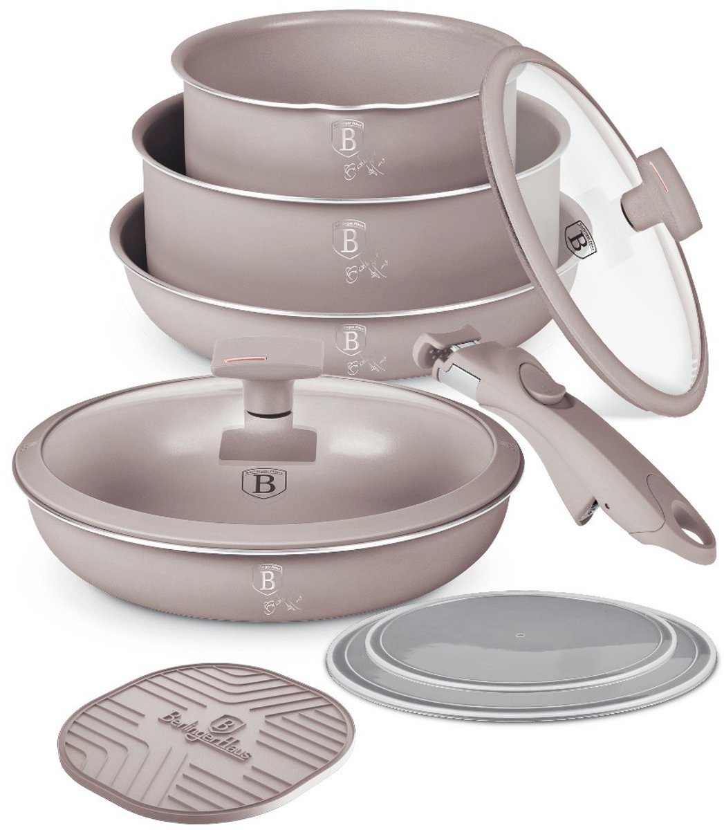 Serviesset met titaniumcoating, 9-delig, Taupe Collection