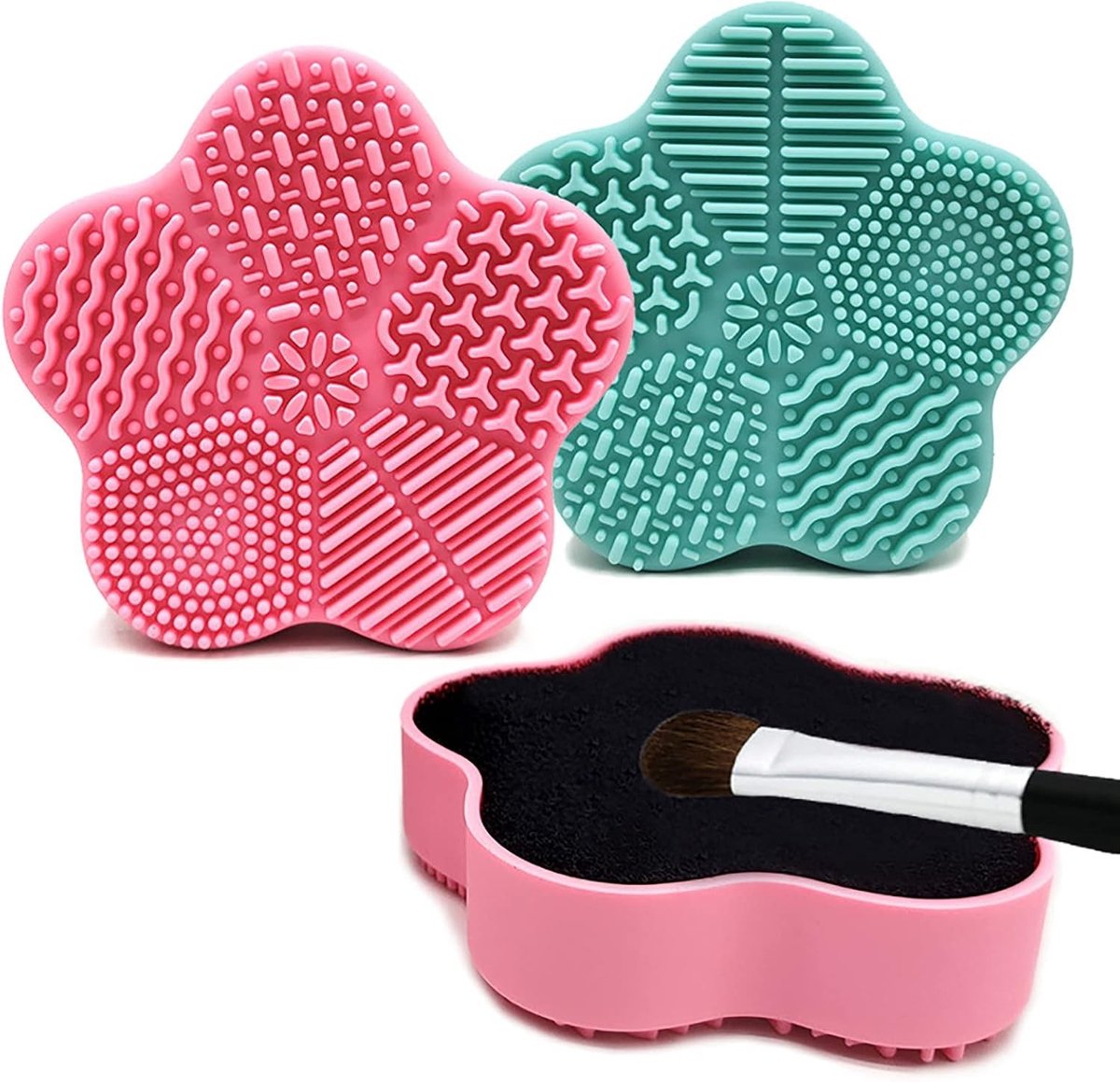 2-in-1 Make-up Borstel Reinigingsmat met Siliconen Cleaner en Spons voor Snelle Reiniging van Make-up Borstels, Ideaal voor Professioneel en Thuisgebruik