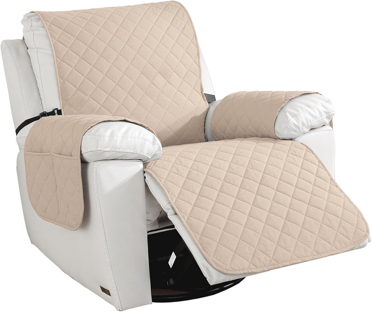 Fauteuilhoes - Beige - 1 Plaats - Waterdichte Antislip Stoelhoes - Universele Stoelbeschermer voor Relaxstoel
