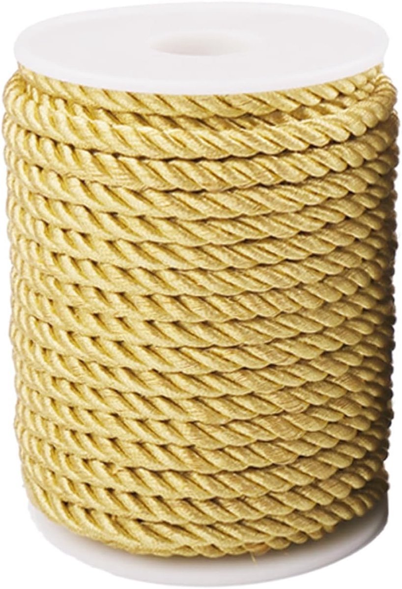 Decoratieve 6mm Gedraaide Koord in Goudkleur, Polyestertouw voor Huisdecoratie, DIY Projecten en Cadeautassen