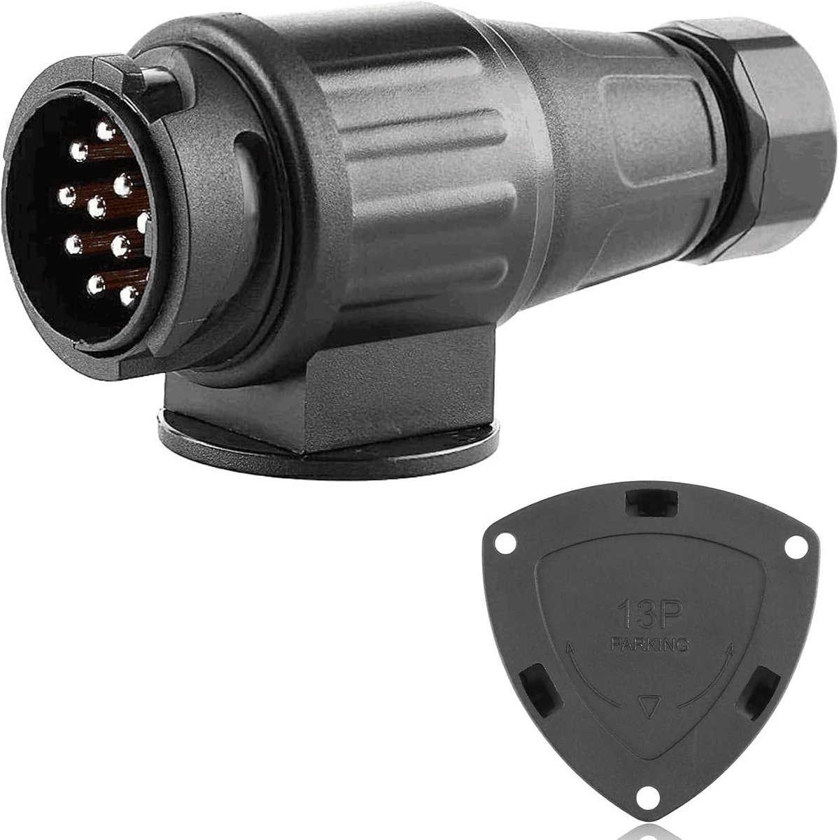 13-Pins Trailer Stekker voor 12V Aansluitingen, Waterdichte Caravan Connector voor Fietsendrager en Aanhangwagen