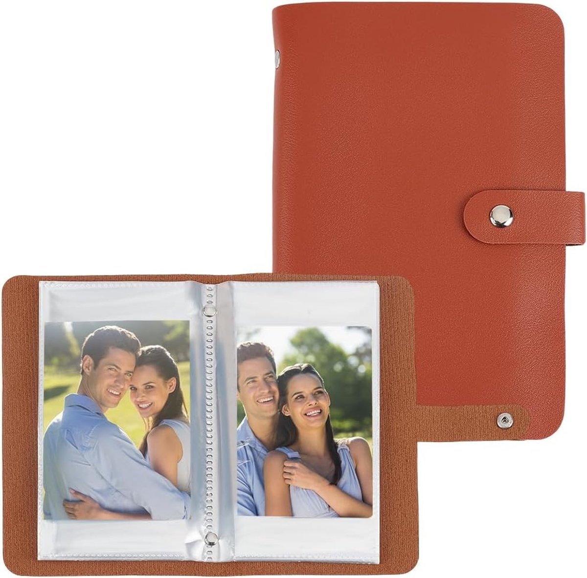 Grote capaciteit fotoalbums met 100 vakken, mini-map voor foto's, PU-leer omslag, ideaal voor herinneringen en familiegebruik, 2 stuks