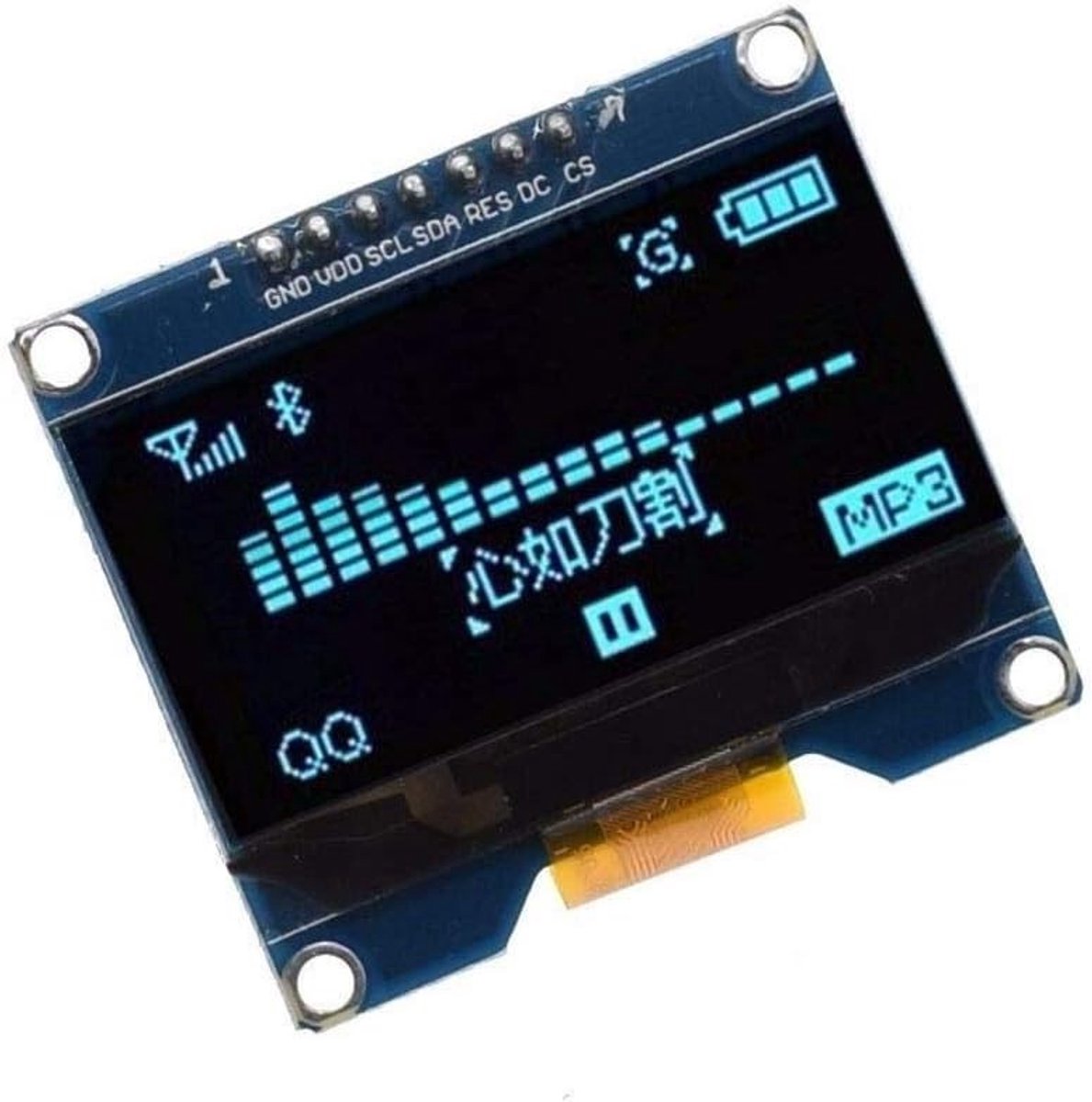 OLED Display Module 1.54 inch 128x64 SPI IIC Interface - Blauw Scherm voor Elektronica Projecten, 3.3-5V UART, Compacte Afmetingen